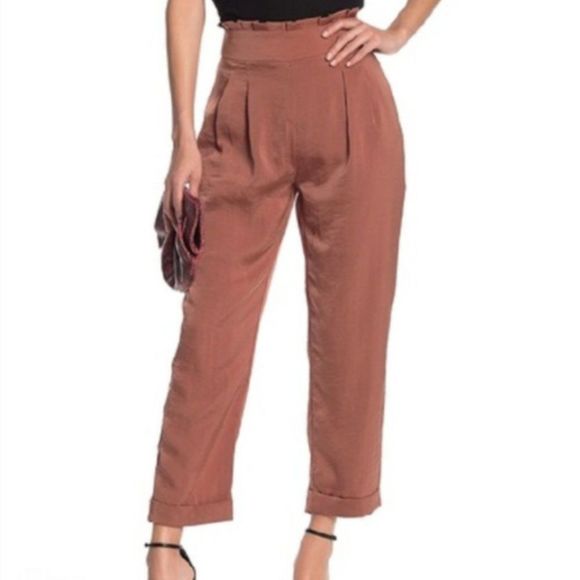 🌸3/$30🌸 LINE & DOT Ali Paperbag Brown High Waist Pants - Picture 2 of 12